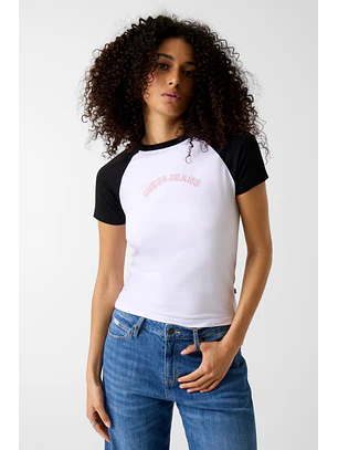 T-shirt Bicolor Branco e Preto - Guess