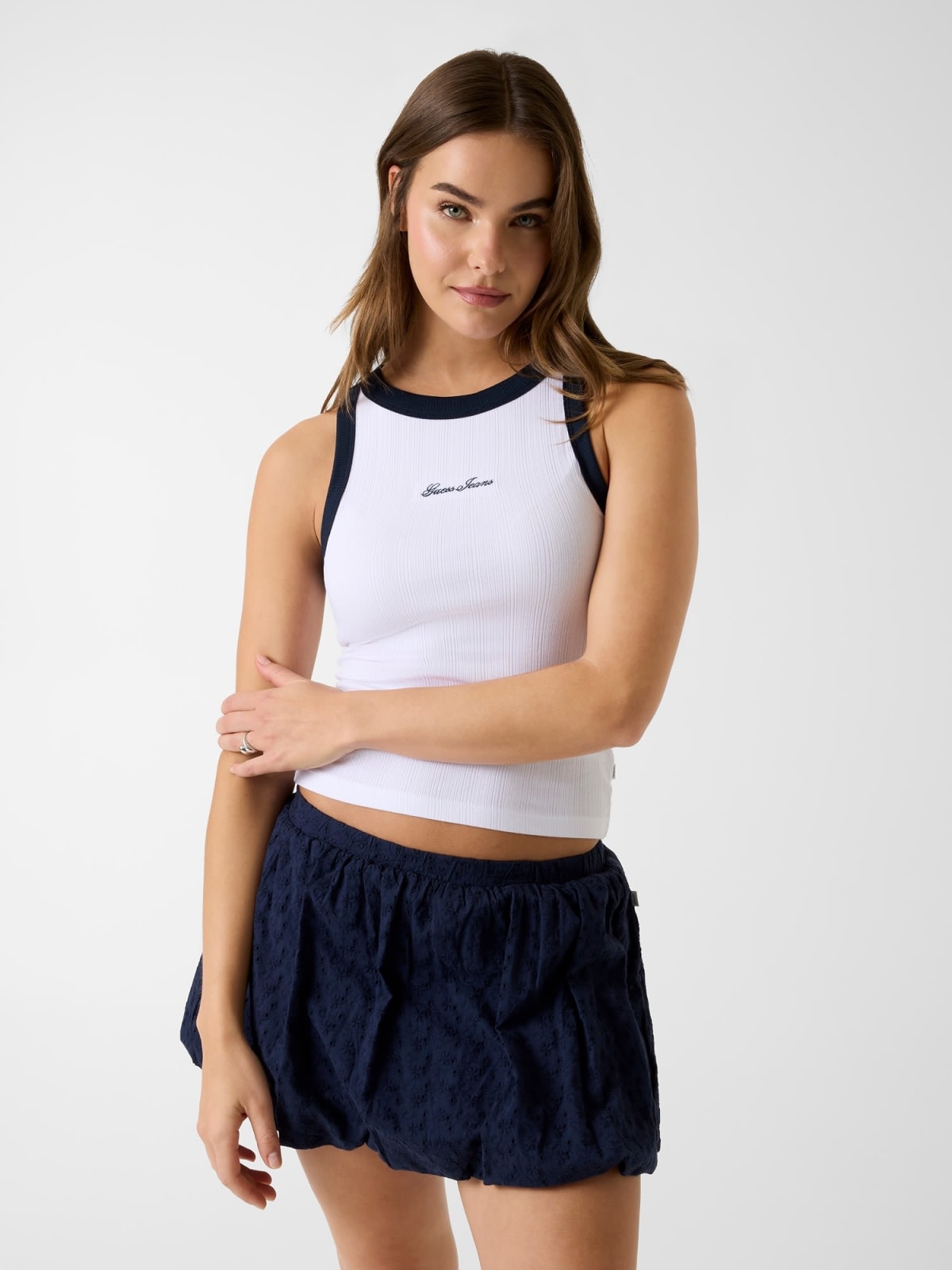 Top de Cavas Branco e Azul - Guess 1