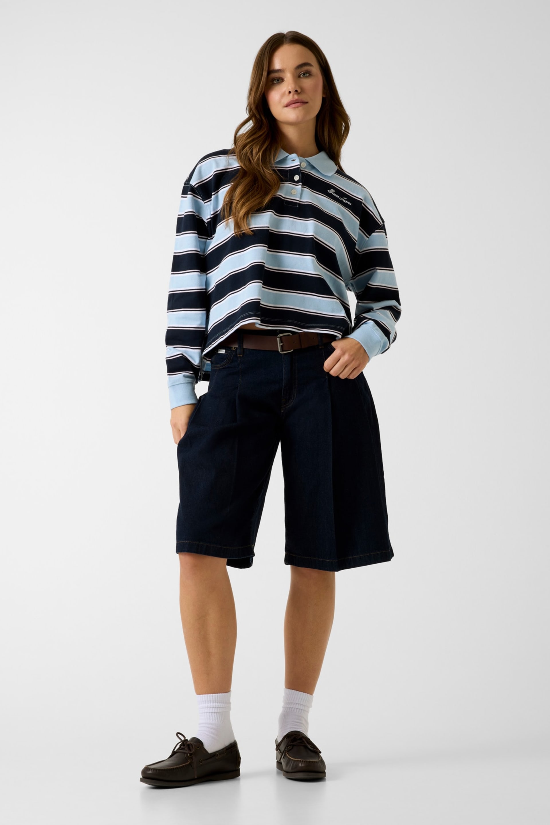 Sweat com Gola e Riscas Azul - Guess Jeans 3
