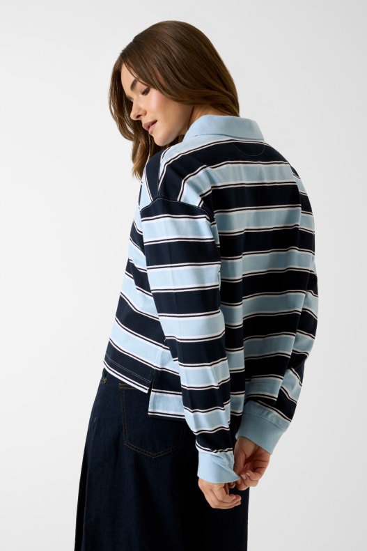 Sweat com Gola e Riscas Azul - Guess Jeans 2