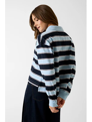 Sweat com Gola e Riscas Azul - Guess Jeans