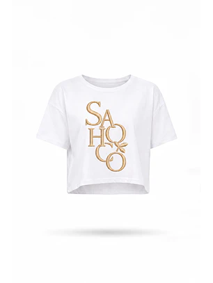 T-shirt + Lenço Estampada Bege - SAHOCO