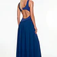 Vestido Comprido com Aberturas nas Costas Azul - SAHOCO  - Thumbnail 2