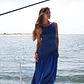 Vestido Comprido com Aberturas nas Costas Azul - SAHOCO  - Thumbnail 5
