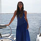 Vestido Comprido com Aberturas nas Costas Azul - SAHOCO  - Thumbnail 6