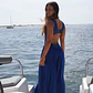 Vestido Comprido com Aberturas nas Costas Azul - SAHOCO  - Thumbnail 7