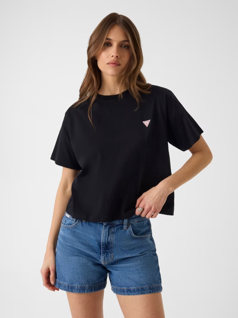T-shirt Básica Boxy Mini Triângulo Preto - Guess Jeans 1