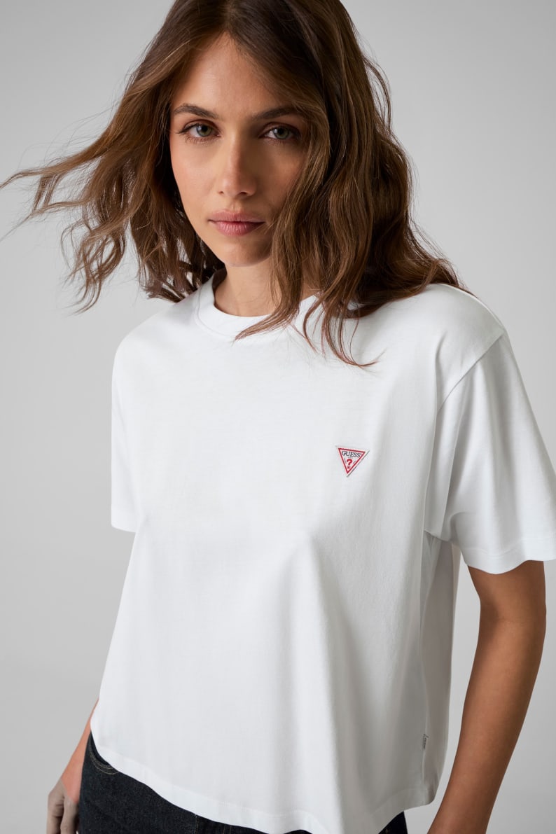 T-shirt Básica Boxy Mini Triângulo Branco - Guess Jeans 1