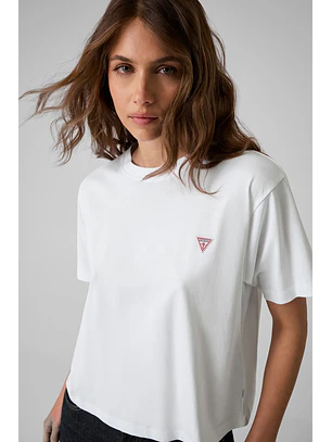T-shirt Básica Boxy Mini Triângulo Branco - Guess Jeans