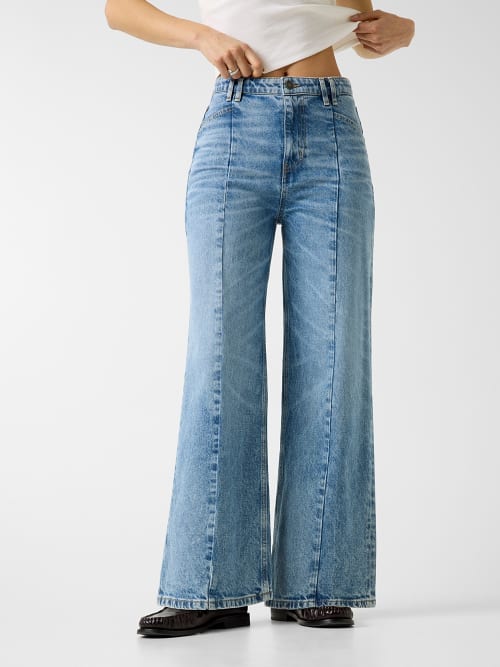 Calças Wide Leg com Costuras Ganga- Guess Jeans 1