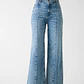 Calças Wide Leg com Costuras Ganga- Guess Jeans - Thumbnail 1