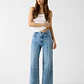 Calças Wide Leg com Costuras Ganga- Guess Jeans - Thumbnail 2