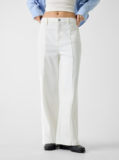 Calças Wide Leg com Costuras Branco - Guess Jeans  1