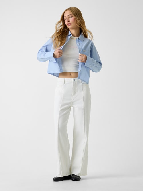 Calças Wide Leg com Costuras Branco - Guess Jeans  2