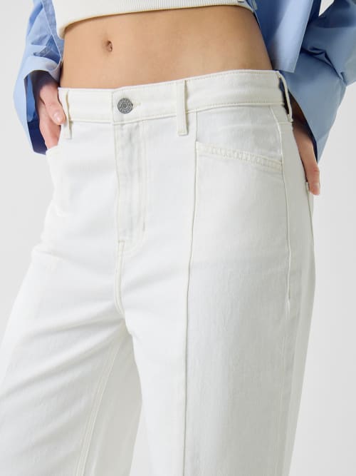 Calças Wide Leg com Costuras Branco - Guess Jeans  4