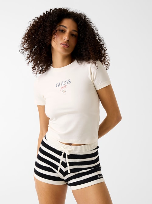 T-shirt Mini & Me Slim Curta  Creme - Guess Jeans 1