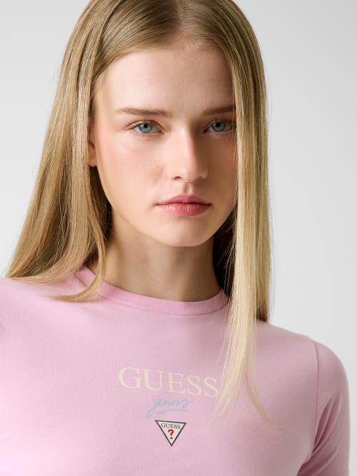 T-shirt Mini & Me Slim Curta Rosa - Guess Jeans  4