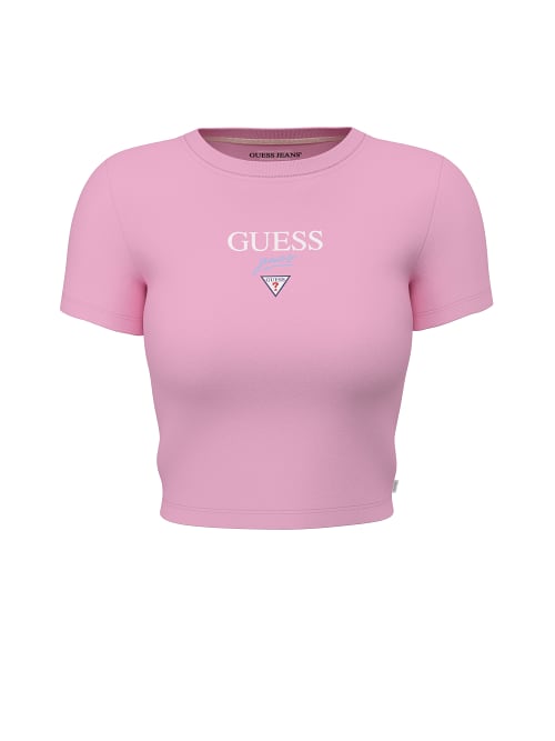 T-shirt Mini & Me Slim Curta Rosa - Guess Jeans  6