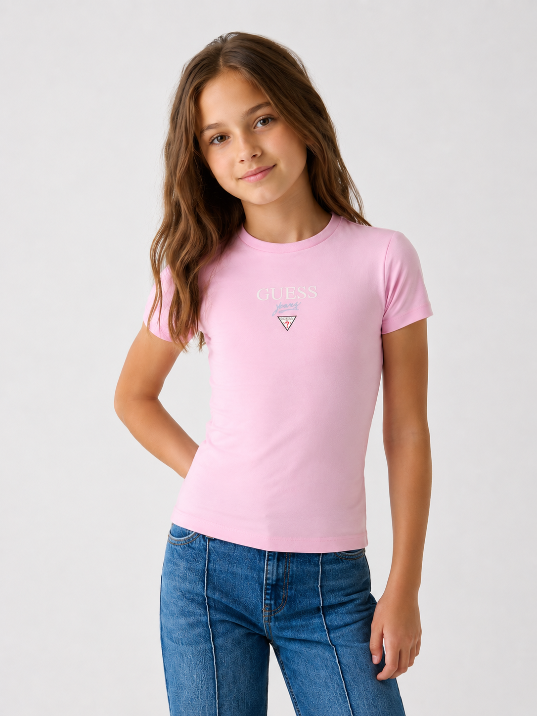 T-shirt Mini & Me Slim Curta Rosa - Guess Jeans  2