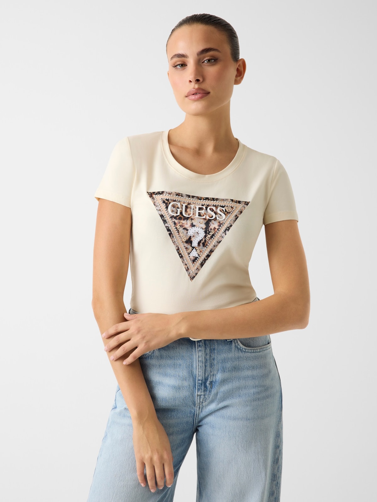 T-shirt LEO Triângulo Creme - Guess  1
