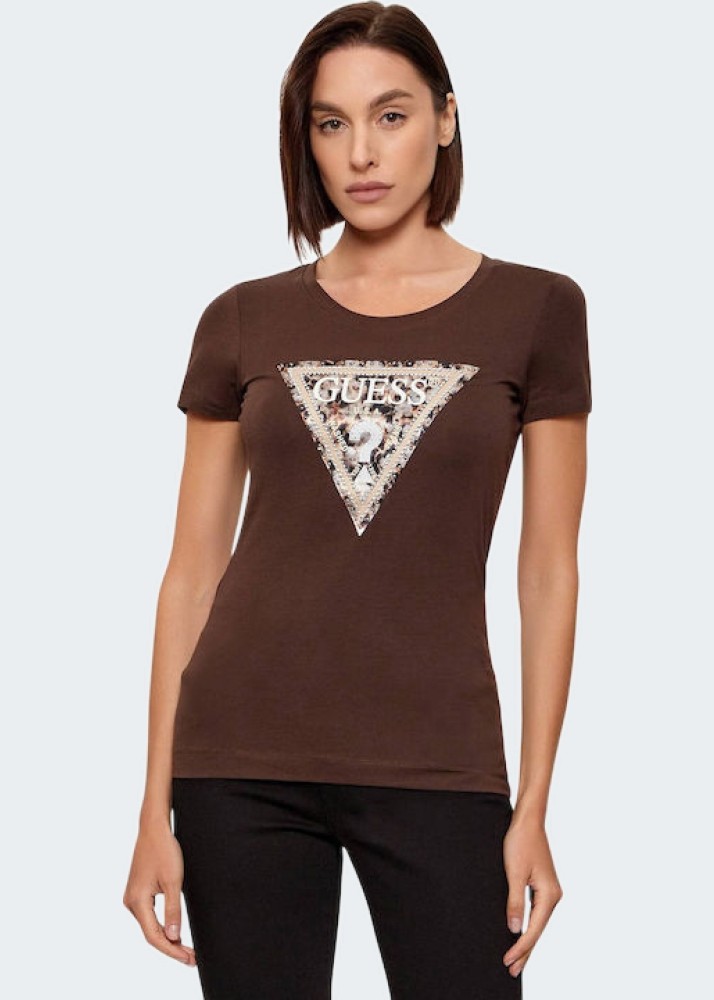 T-shirt LEO Triângulo Castanho - Guess   1