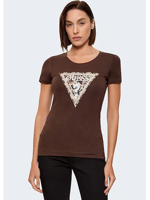 T-shirt LEO Triângulo Castanho - Guess  