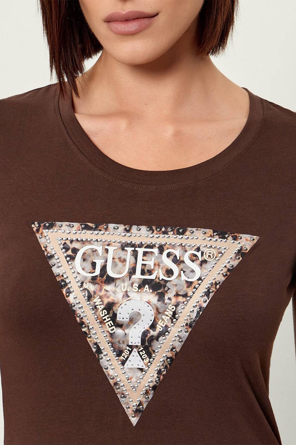T-shirt LEO Triângulo Castanho - Guess   3