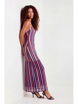 Vestido WAVE Azul Vermelho e Branco - SAHOCO