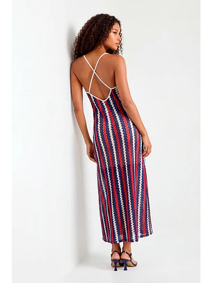 Vestido WAVE Azul Vermelho e Branco - SAHOCO