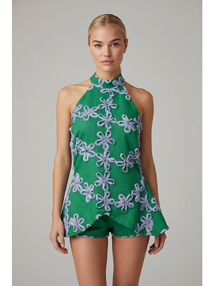Top com Flores EDEN Verde - SAHOCO 