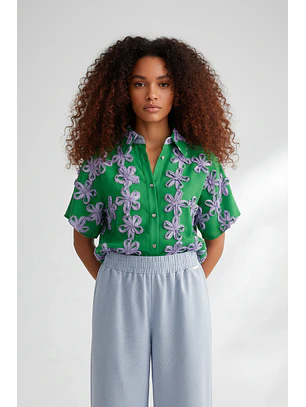 Camisa  com Flores EDEN Verde -  SAHOCO 