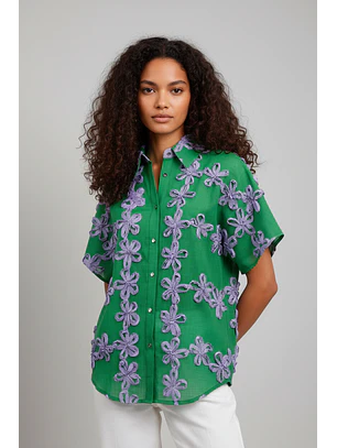 Camisa  com Flores EDEN Verde -  SAHOCO 