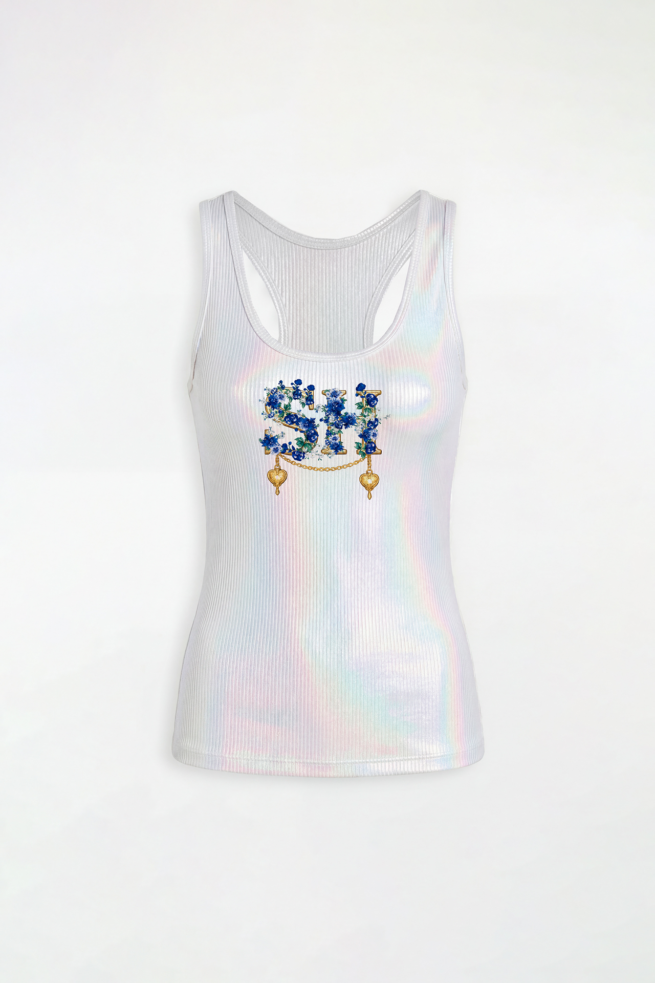 Top Nacre Branco e Azul  Metalizado - SAHOCO 3