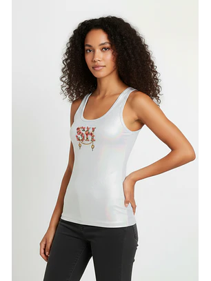 Top Nacre Branco e Rosa Metalizado - SAHOCO 