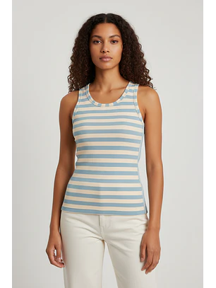 Top de Cavas REGATTA Riscas Azul e Creme - SAHOCO
