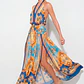 Vestido Comprido Estampado Azul - SAHOCO - Thumbnail 1