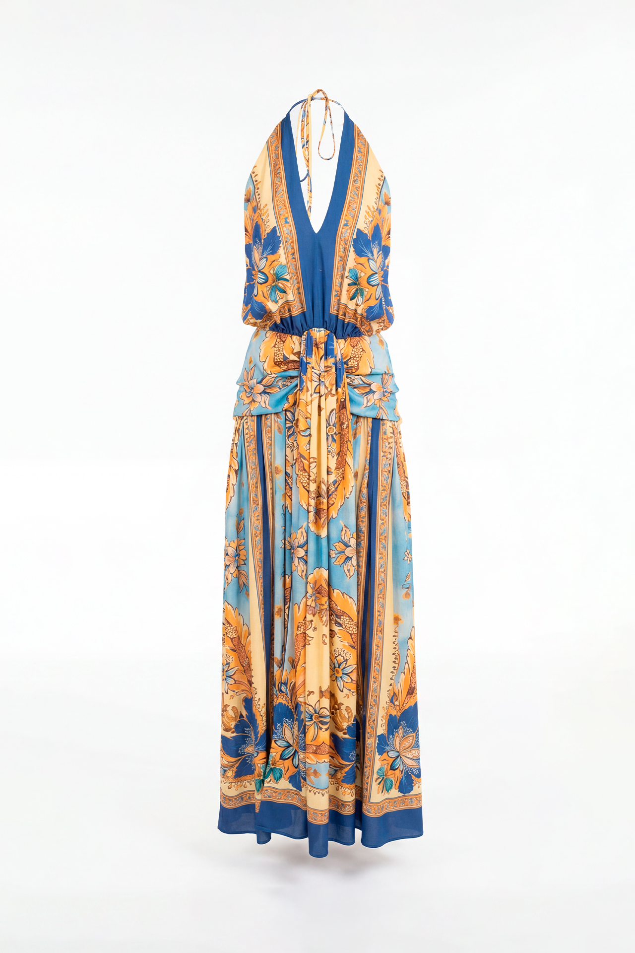 Vestido Comprido Estampado Azul - SAHOCO 3