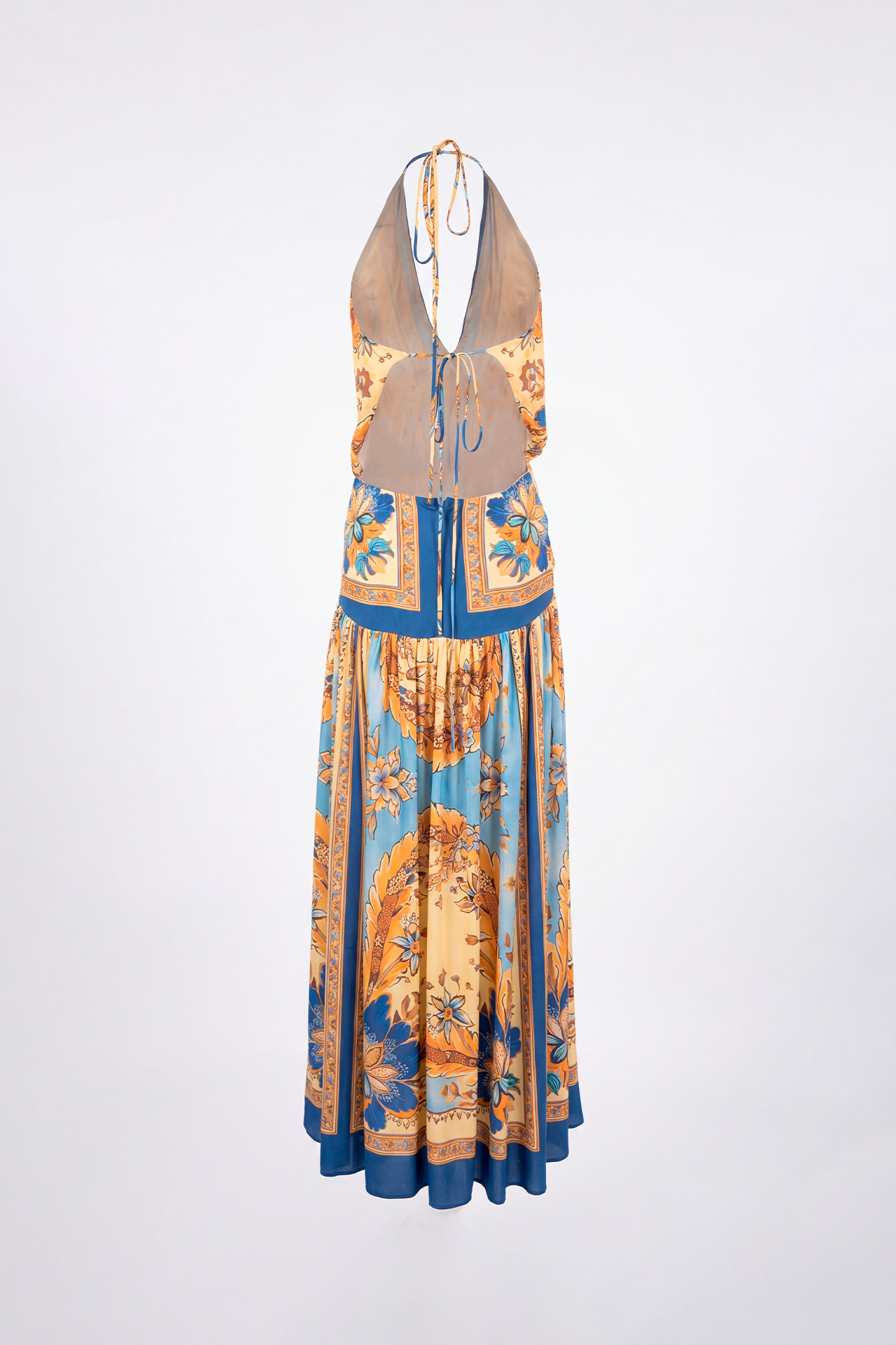Vestido Comprido Estampado Azul - SAHOCO 4