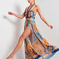 Vestido Comprido Estampado Azul - SAHOCO - Thumbnail 5