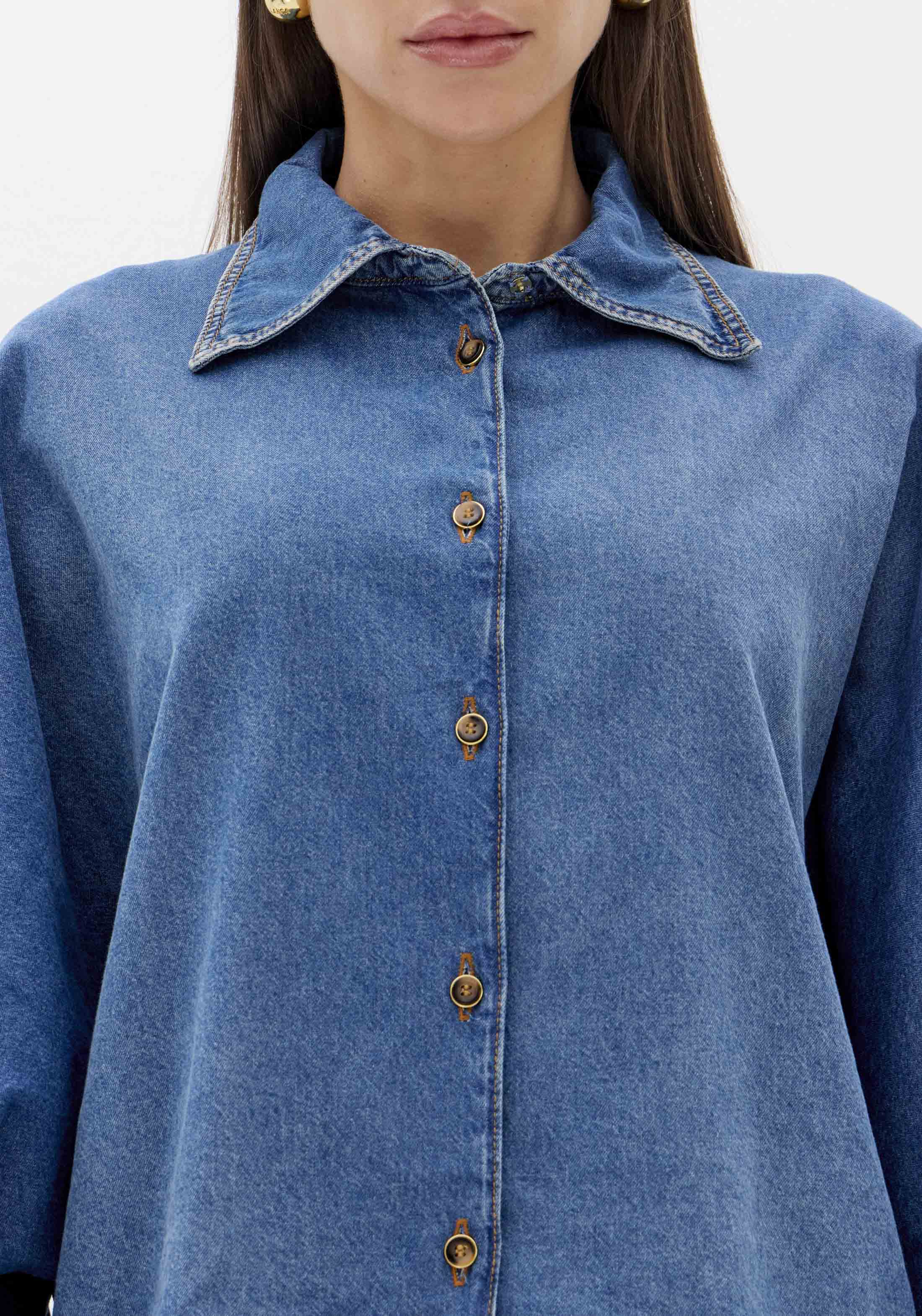 Camisa em Ganga Manga Balão - Lança Perfume  3