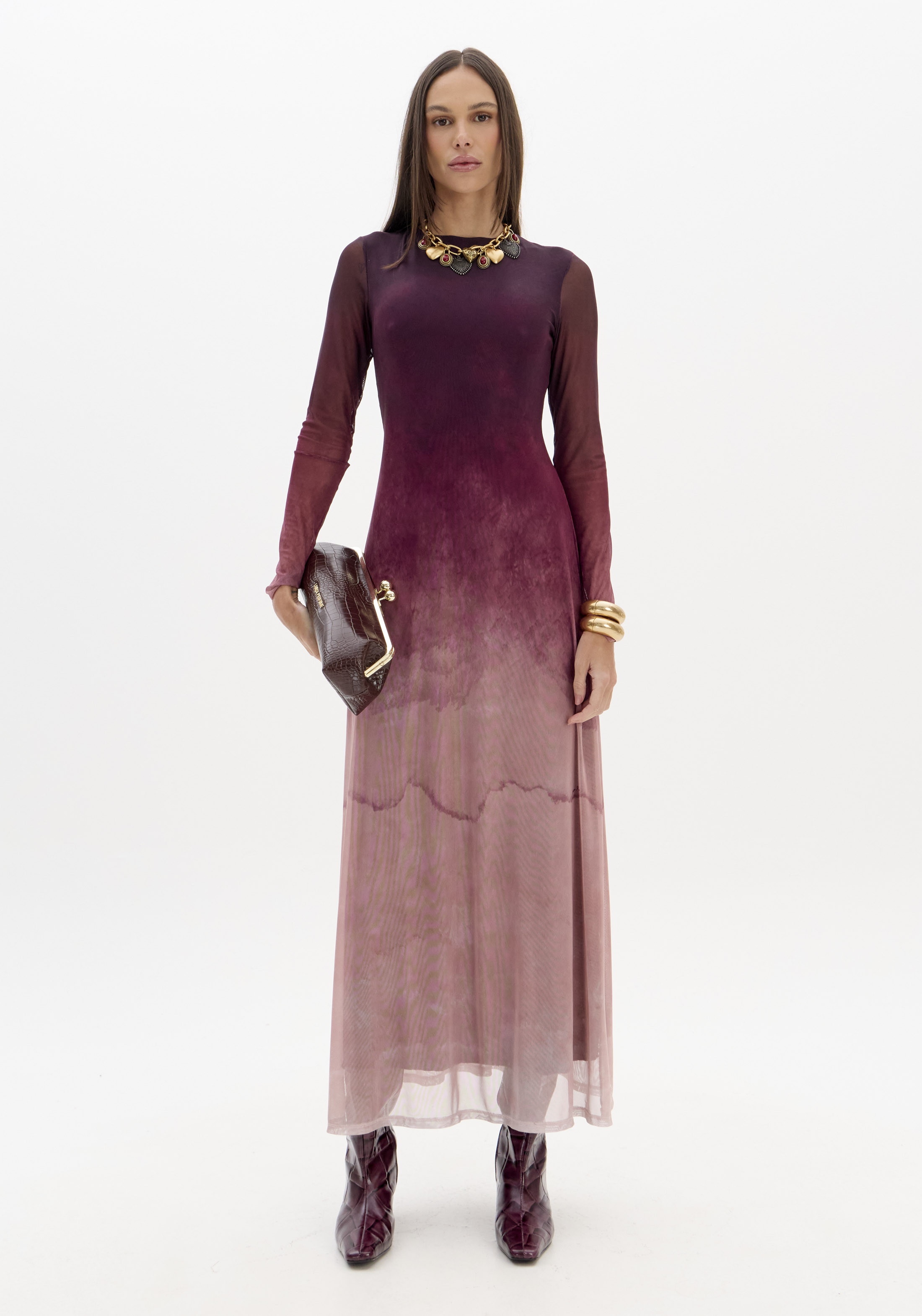 Vestido Comprido WINE STAIN Bordeaux - Lança Perfume 1