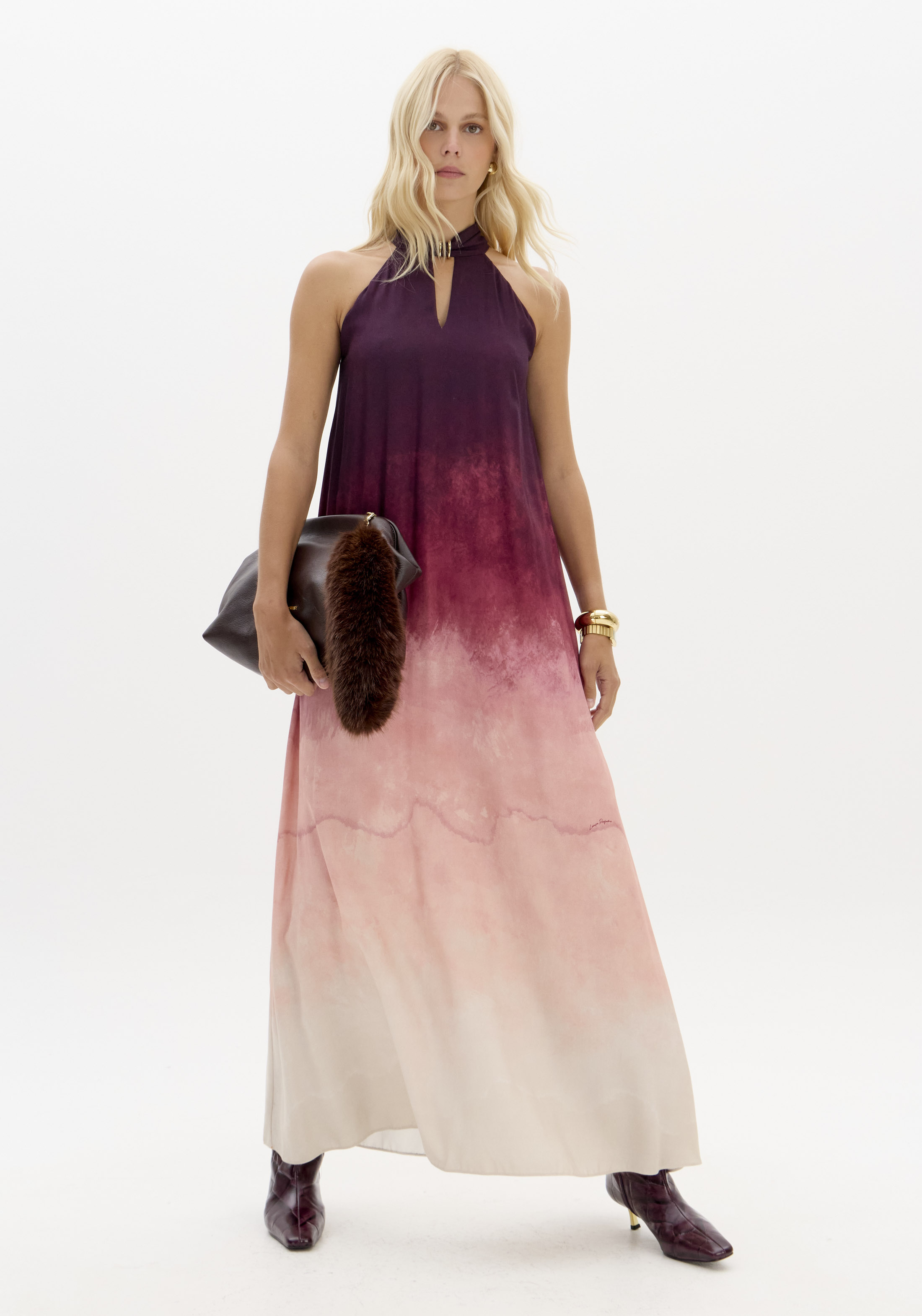 Vestido Comprido WINE STAIN Bordeaux - Lança Perfume  1