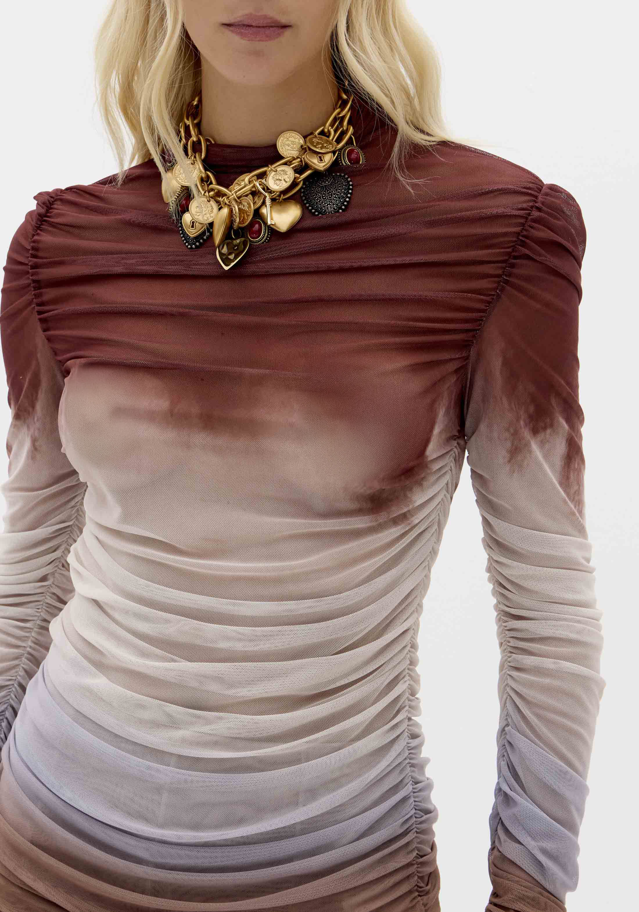 Blusa de Tule DUNELLE Castanho e Bordeuax  - Lança Perfume  2
