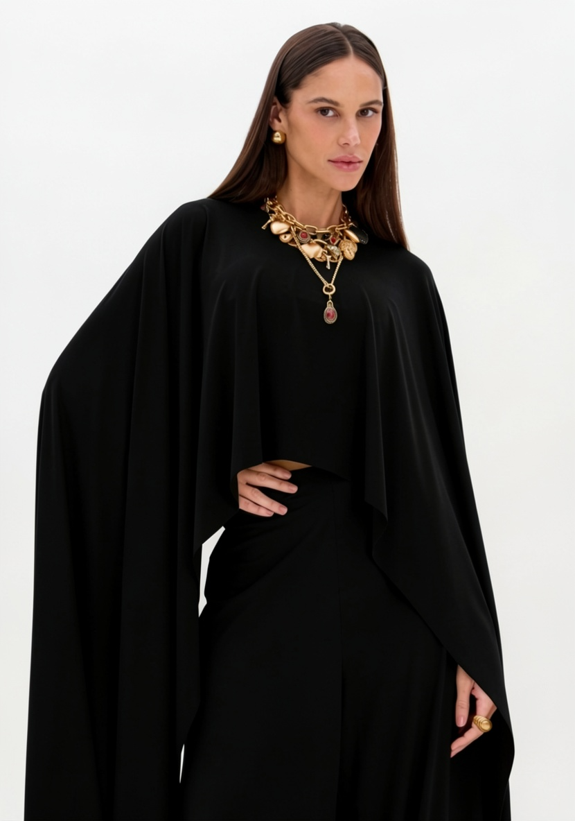 Blusa Manga Capa Preto - Lança Perfume 2