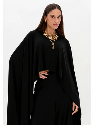 Blusa Manga Capa Preto - Lança Perfume