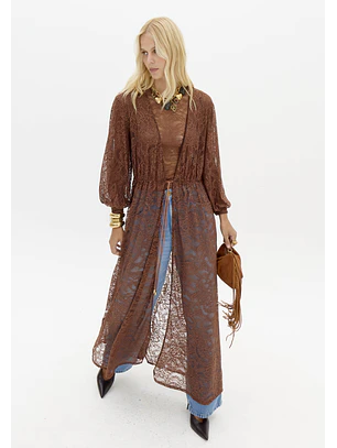 Kaftan em Renda LAISE LYON Castanho - Lança Perfume