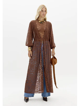 Kaftan em Renda LAISE LYON Castanho - Lança Perfume