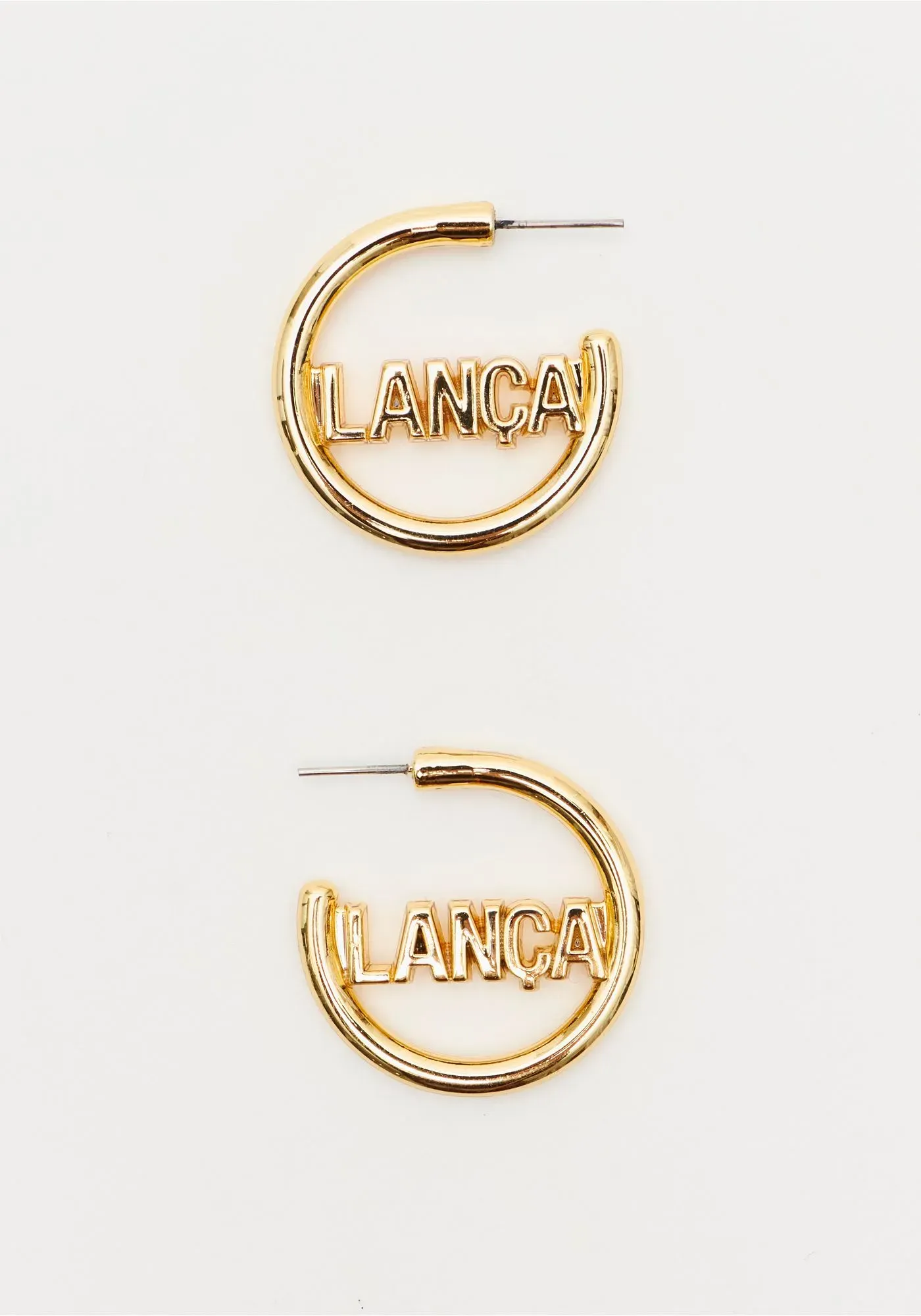 Brincos Argolas Lettering Dourado - Lança Perfume 1