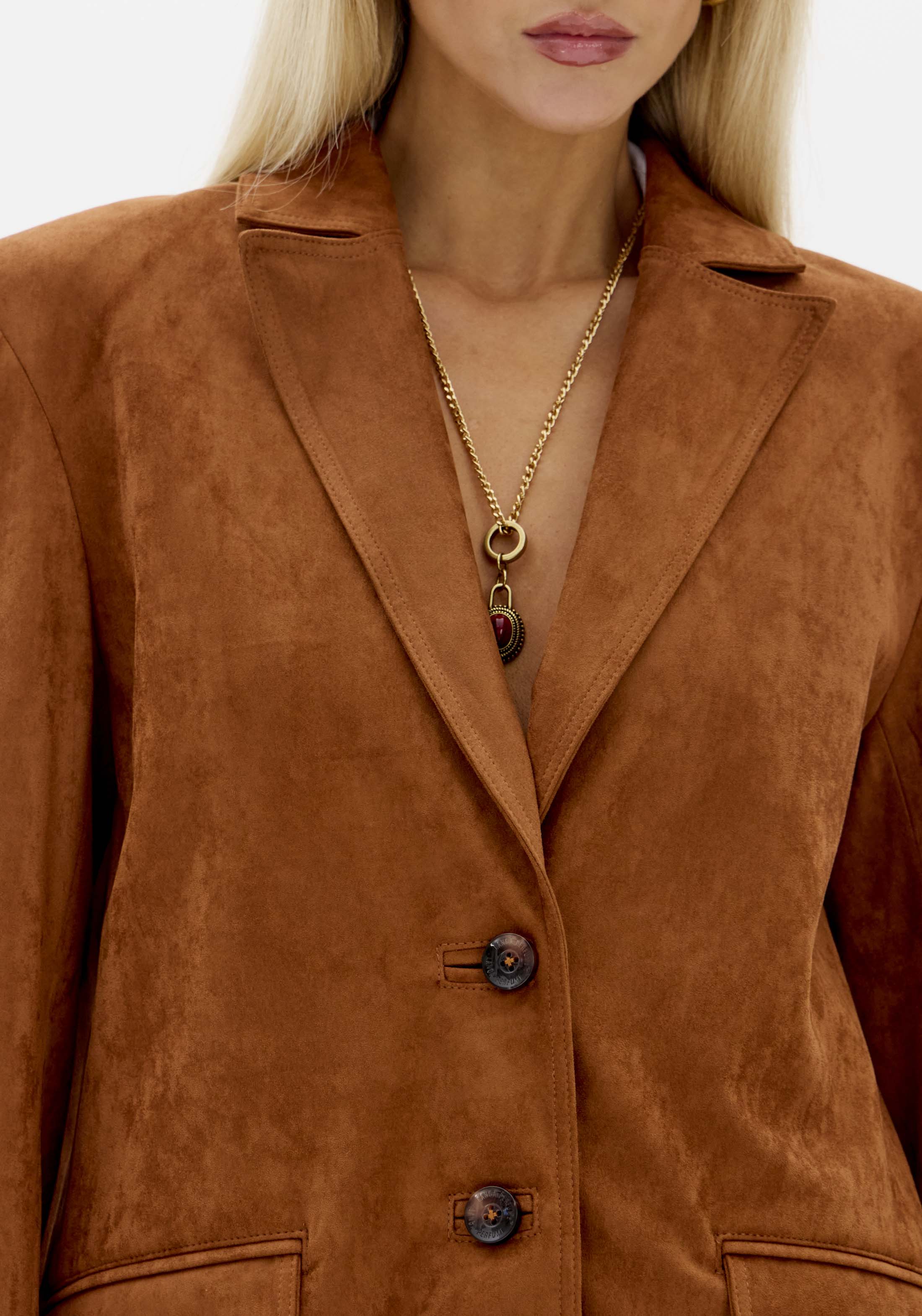 Blazer Oversized em Suede Camel - Lança Perfume  2