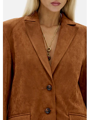 Blazer Oversized em Suede Camel - Lança Perfume 